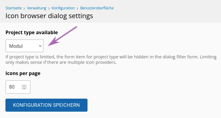 Formular mit Einstellungen des Moduls