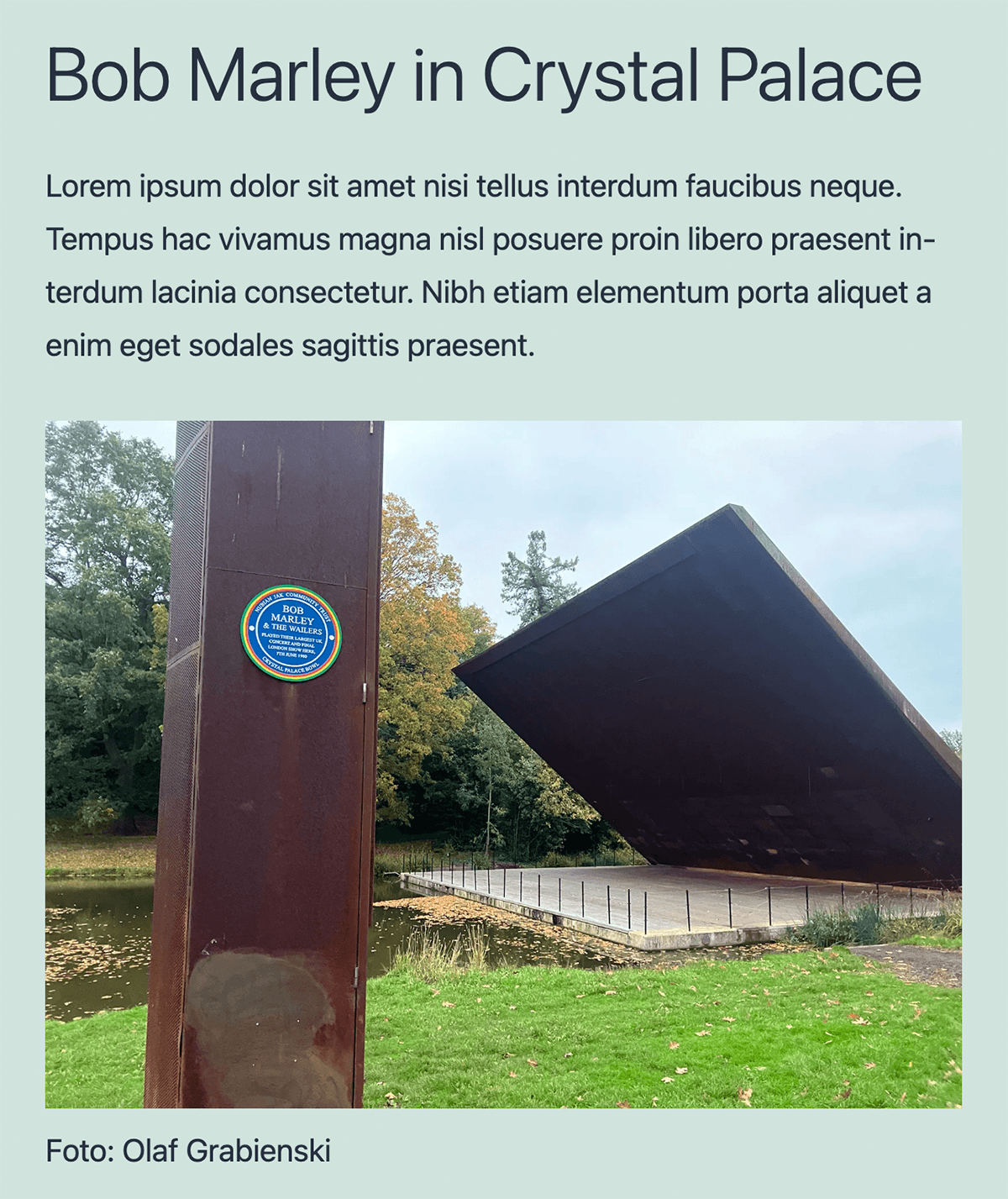 Bildschirmfoto: Beitrag mit Bild und Credits