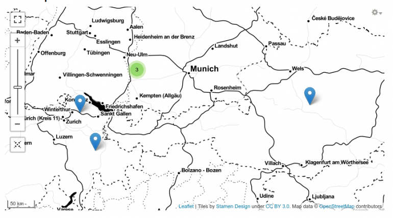 Screenshot einer Karte mit Leaflet-Stamen-Toner-Kacheln